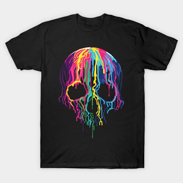 Colorful Melting Skull Art Graphic Halloween T-Shirt by zwestshops